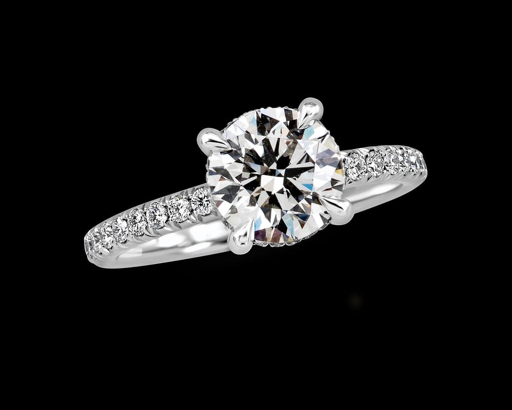 Solitaire with French Pave and Invisible Halo