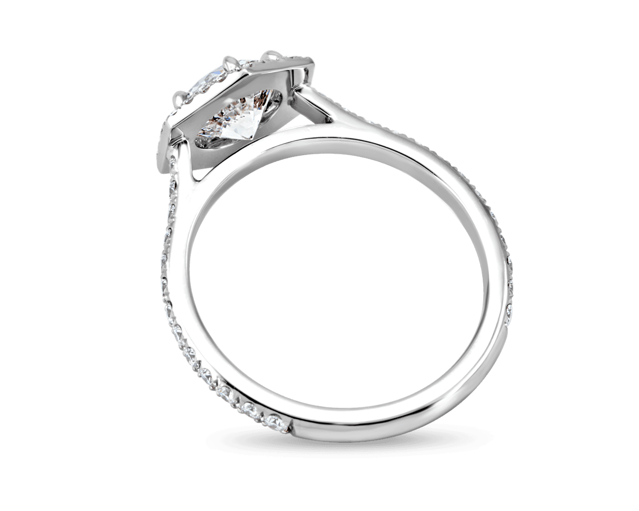 Hexagonal Halo Ring with Round Center Stone