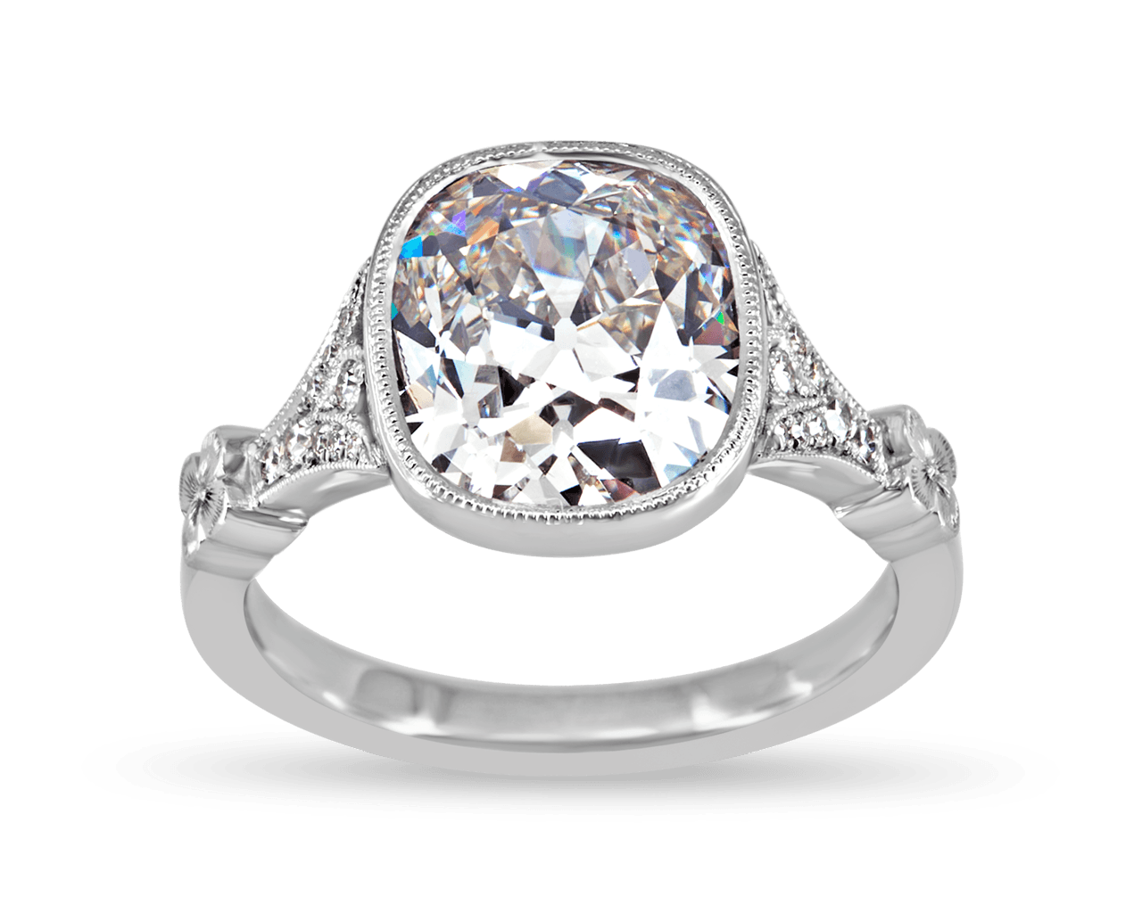 The Lillian Bezel Solitaire with Petal Split Band