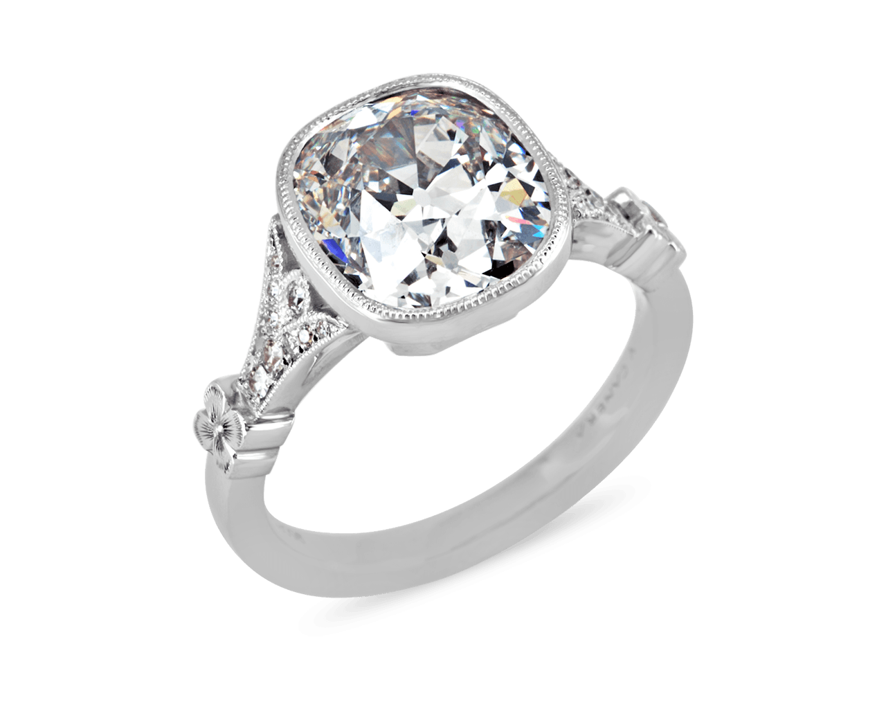 The Lillian Bezel Solitaire with Petal Split Band