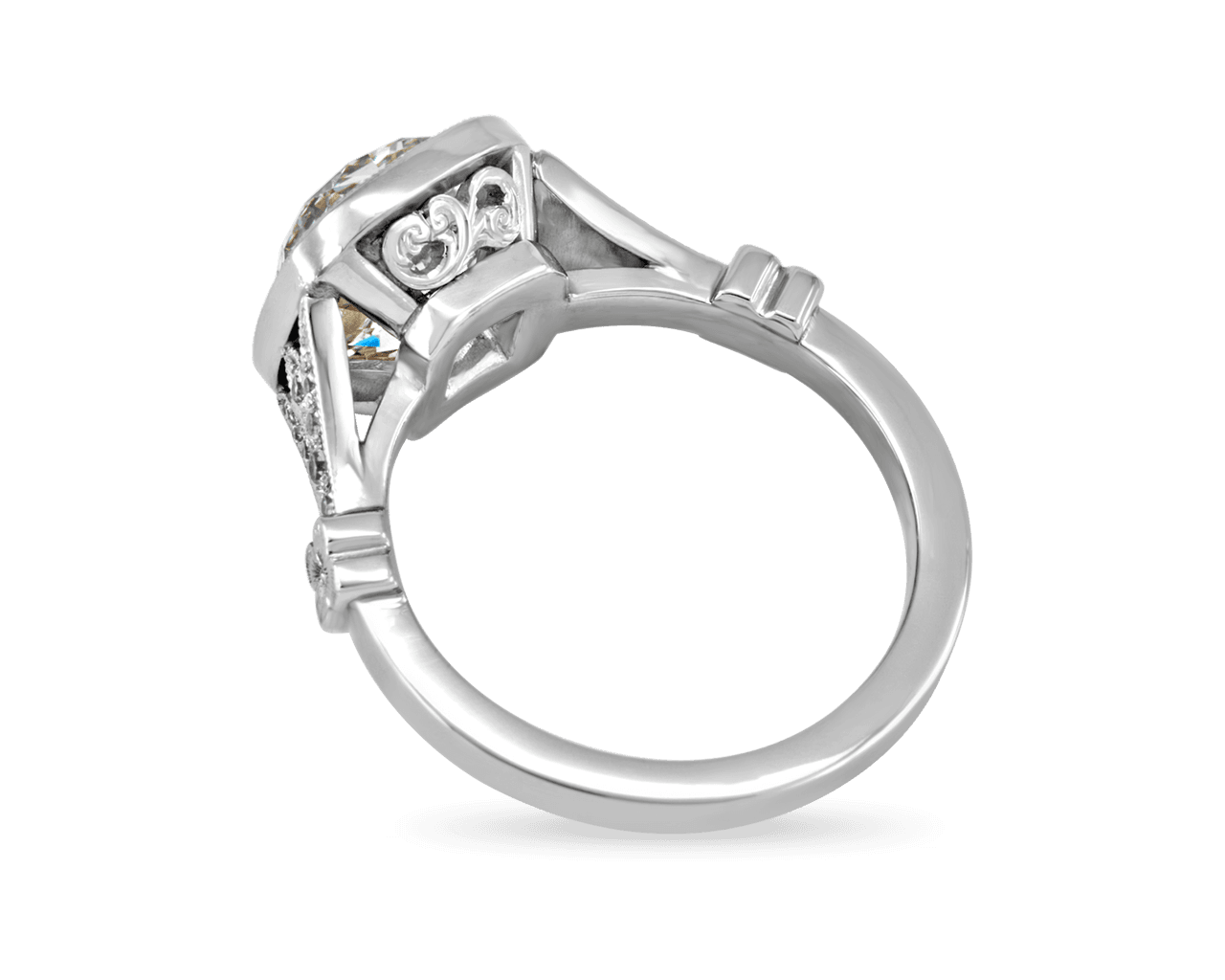 The Lillian Bezel Solitaire with Petal Split Band