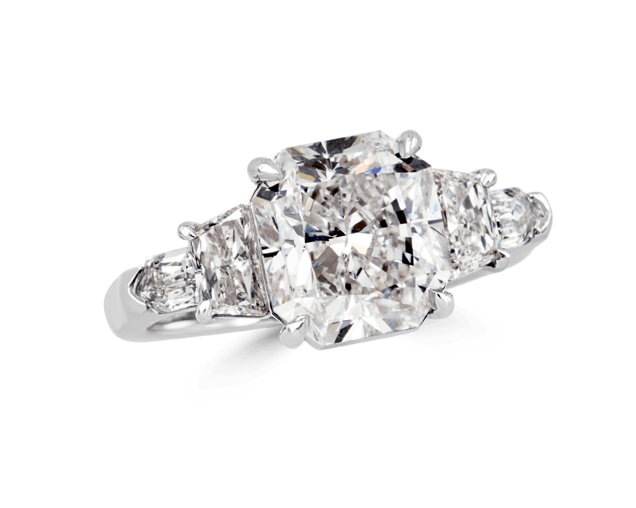 Radiant with Trapezoid and Bullet Five Stone Art-Deco Ring