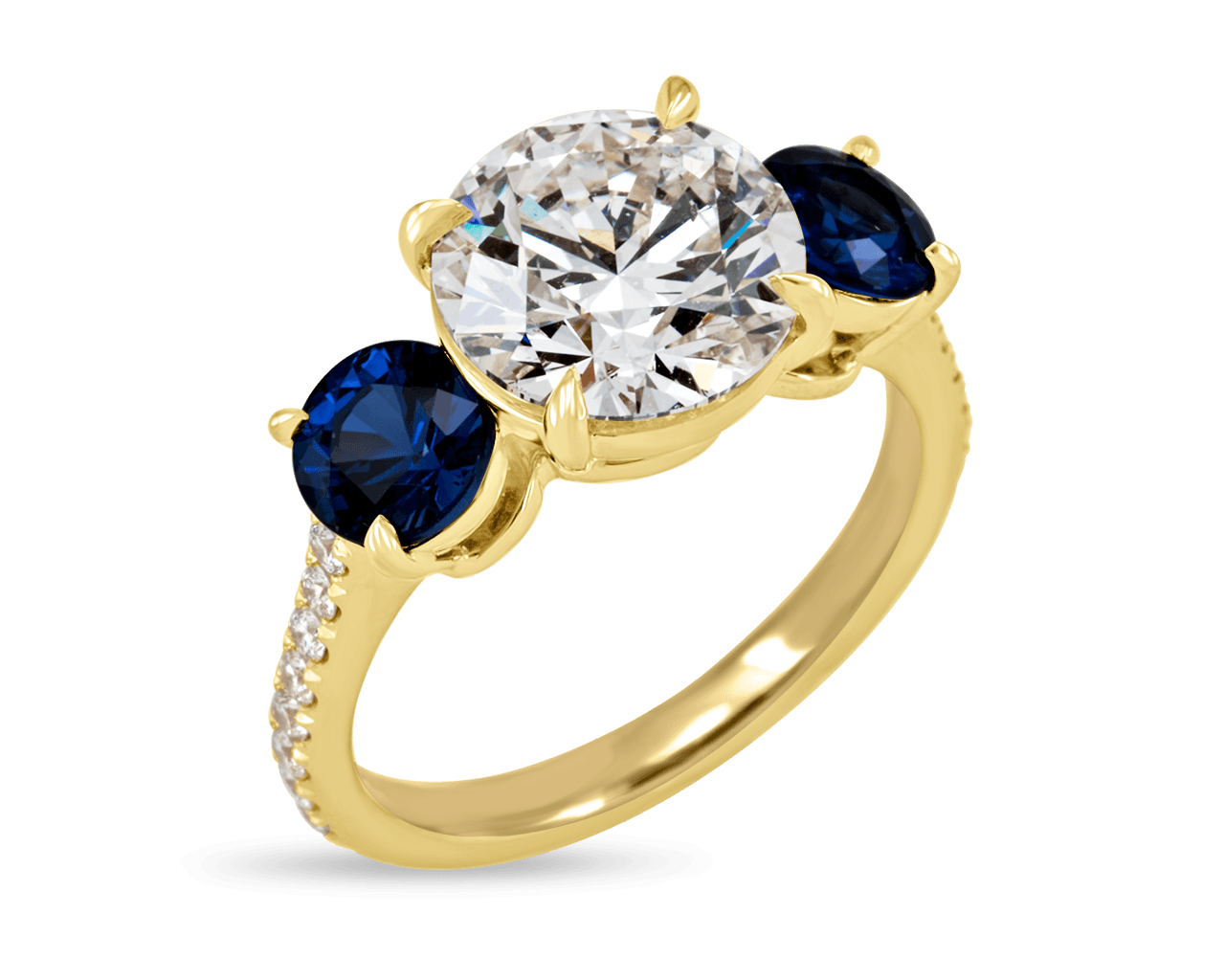 Round and Sapphire Trilogy with Pave Band