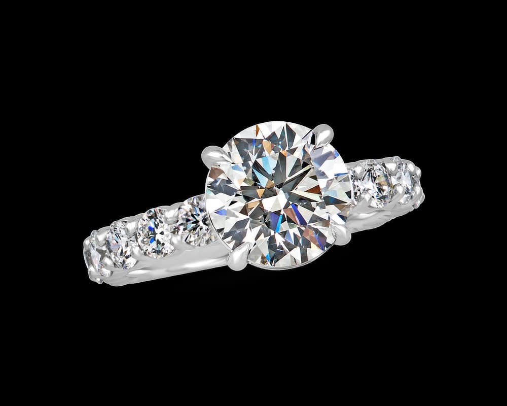 Round Shared Prong Engagement Ring
