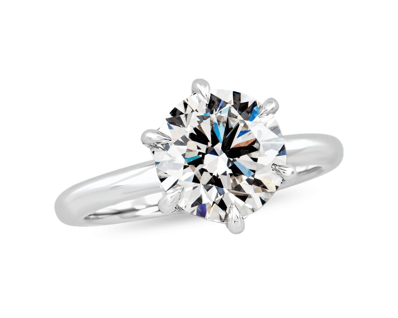 Six Prong Solitaire with Scalloped Basket