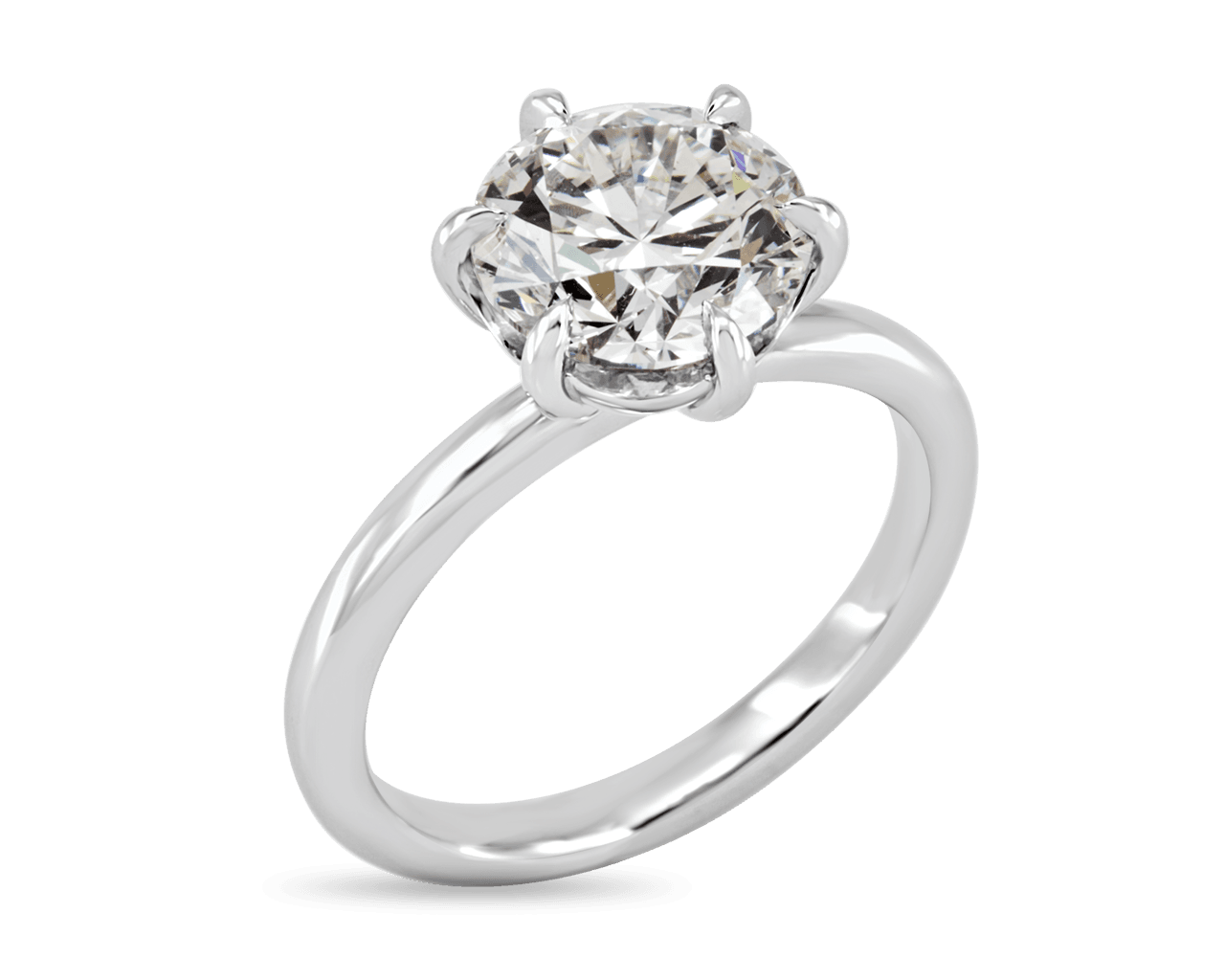 Six Prong Solitaire with Scalloped Basket