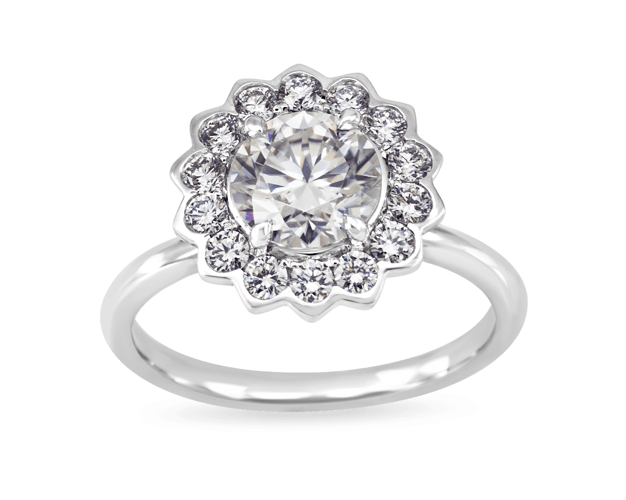 The Nova Engagement Ring with Stylized Halo