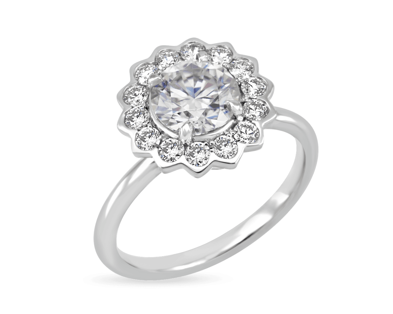 The Nova Engagement Ring with Stylized Halo