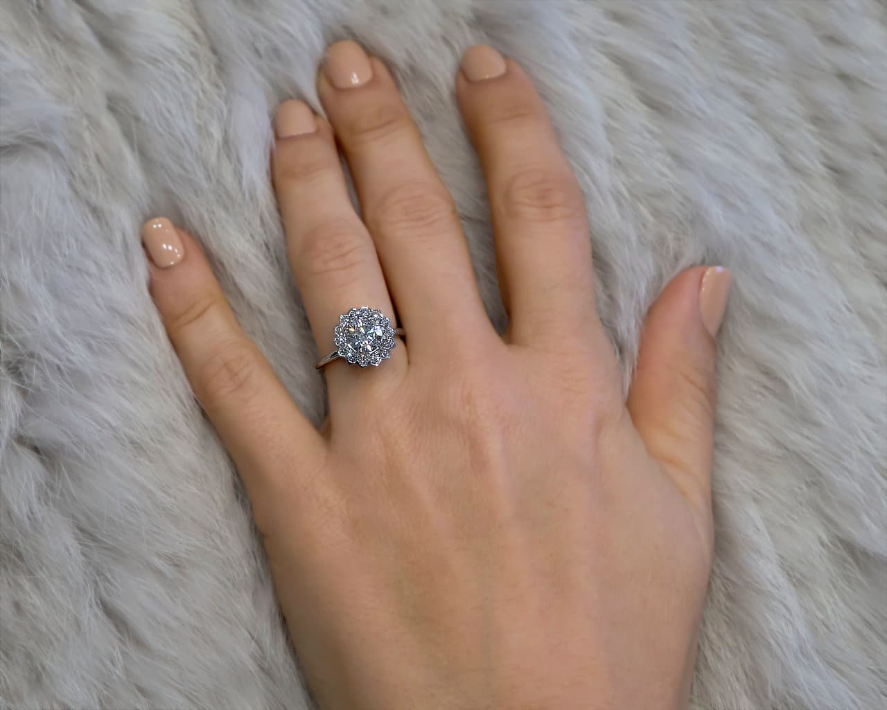 The Nova Engagement Ring with Stylized Halo