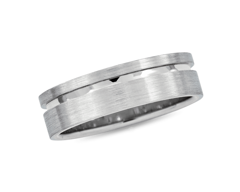 Men's 6mm Platinum Band with Indented Stripe