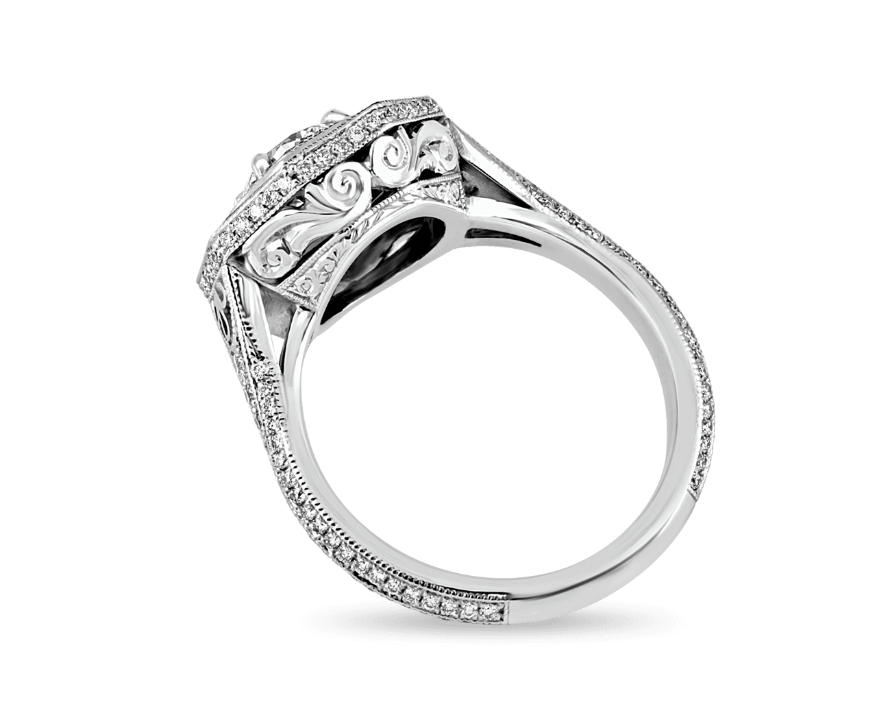 Art Deco Octagonal Double Halo with Sapphire Frame